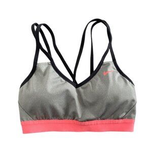 NIKE Size Small Sports Bra Dri-Fit Gray Strappy Padded Removable Cups *2G